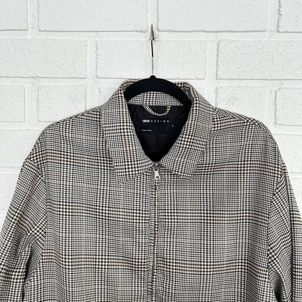 Asos Design Jacket Full Zip Pockets Womens Medium Pockets Plaid Collared